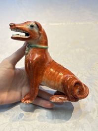 A pair of Chinese polychrome export models of dogs, Qianlong