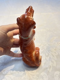 A pair of Chinese polychrome export models of dogs, Qianlong