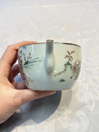 Two Chinese famille rose teapots and covers, signed Yun Xuan Shi 雲軒氏, Guanyao and Tongzhi mark, dated 1888, 19th C.