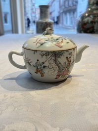 Two Chinese famille rose teapots and covers, signed Yun Xuan Shi 雲軒氏, Guanyao and Tongzhi mark, dated 1888, 19th C.