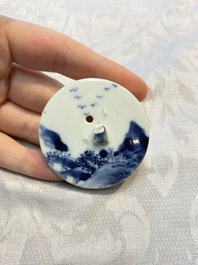 Two Chinese blue and white teapots and covers depicting goldfish and 'Wu Lao Guan Taiji 五老觀太極', Daoguang mark, 19th C.