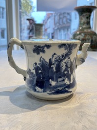 Two Chinese blue and white teapots and covers depicting goldfish and 'Wu Lao Guan Taiji 五老觀太極', Daoguang mark, 19th C.