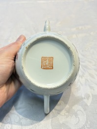 Two Chinese famille rose teapots and covers, signed Yun Xuan Shi 雲軒氏, Guanyao and Tongzhi mark, dated 1888, 19th C.