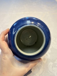 A Chinese blue-glazed jar and a flamb&eacute;-glazed vase, 19/20th C.