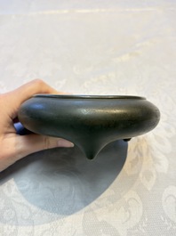 Two Chinese bronze tripod censers, Xuande and double-vajra mark, 19th C.