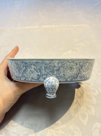 A Chinese blue and white narcissus basin, Yongzheng mark, 20th C.