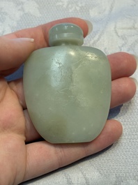 A Chinese celadon jade snuff bottle, a plaque and a ritual stick, Han and later