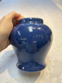 A Chinese blue-glazed jar and a flamb&eacute;-glazed vase, 19/20th C.