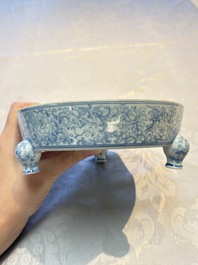 A Chinese blue and white narcissus basin, Yongzheng mark, 20th C.