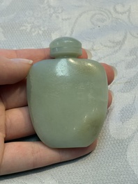 A Chinese celadon jade snuff bottle, a plaque and a ritual stick, Han and later