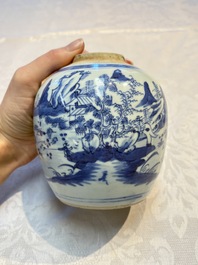 A Chinese blue and white Wang-Bu-style go stones or Yunzi 雲子 box, a four-tier stacking box and a covered jar, 19th C.