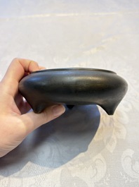 Two Chinese bronze tripod censers, Xuande and double-vajra mark, 19th C.