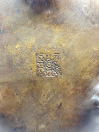 Two Chinese bronze tripod censers, Xuande and double-vajra mark, 19th C.