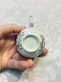 Four sets of Chinese export grisaille and gilt-decorated handled cups and saucers with crowned monograms, Qianlong