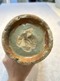 A Chinese Longquan celadon vase with incised floral design, Transitional period