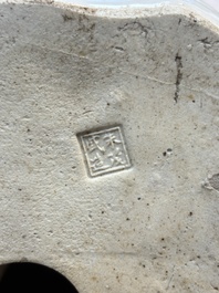 A Chinese verte biscuit vase, a sculpture of a fisherman and a Milefo Buddha, You Lin Ji 游林記造 and Zhu Mao Ji 朱茂記造 mark, 20th C.