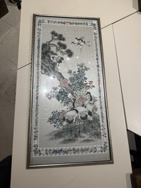 Four Chinese school paintings, ink and colour on paper and silk, one signed Yutianshi 雨田氏 and dated 1919