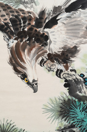 Su Yunchang 蘇運昌: 'Eagle', ink and colour on paper, 20th C. and Dong Liangguan 董良觀: 'Eagle', ink and colour on paper, 20th C.