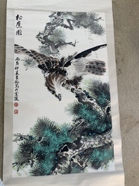 Su Yunchang 蘇運昌: 'Eagle', ink and colour on paper, 20th C. and Dong Liangguan 董良觀: 'Eagle', ink and colour on paper, 20th C.