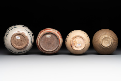 Four Annamese or Vietnamese blue, white and polychrome jarlets, 16/17th C.