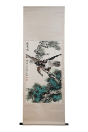 Su Yunchang 蘇運昌: 'Eagle', ink and colour on paper, 20th C. and Dong Liangguan 董良觀: 'Eagle', ink and colour on paper, 20th C.