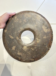 Four large Chinese archaistic jade 'bi' discs, 20th C.