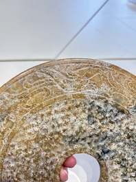 Four large Chinese archaistic jade 'bi' discs, 20th C.