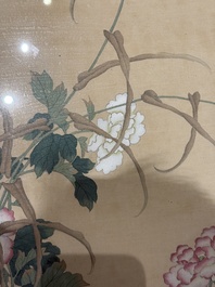 Four Chinese school paintings, ink and colour on paper and silk, one signed Yutianshi 雨田氏 and dated 1919