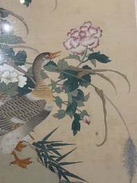 Four Chinese school paintings, ink and colour on paper and silk, one signed Yutianshi 雨田氏 and dated 1919