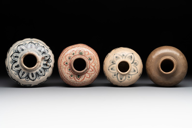 Four Annamese or Vietnamese blue, white and polychrome jarlets, 16/17th C.