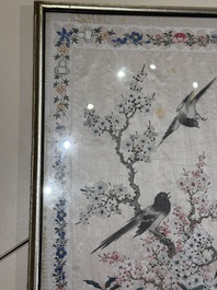 Four Chinese school paintings, ink and colour on paper and silk, one signed Yutianshi 雨田氏 and dated 1919