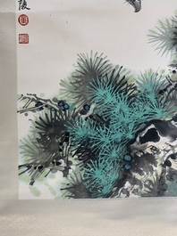 Su Yunchang 蘇運昌: 'Eagle', ink and colour on paper, 20th C. and Dong Liangguan 董良觀: 'Eagle', ink and colour on paper, 20th C.