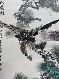 Su Yunchang 蘇運昌: 'Eagle', ink and colour on paper, 20th C. and Dong Liangguan 董良觀: 'Eagle', ink and colour on paper, 20th C.
