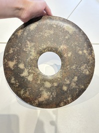 Four large Chinese archaistic jade 'bi' discs, 20th C.
