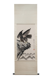Su Yunchang 蘇運昌: 'Eagle', ink and colour on paper, 20th C. and Dong Liangguan 董良觀: 'Eagle', ink and colour on paper, 20th C.