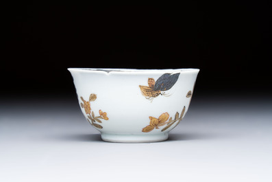 A Chinese gilt-silver-decorated 'Pheasants' cup and saucer, Yongzheng