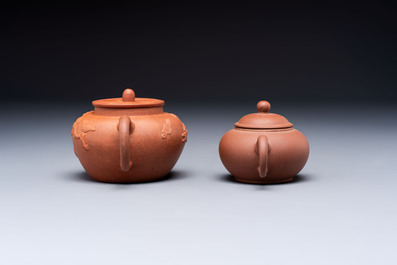 Two Chinese Yixing stoneware teapots, Zheng He 正和 mark, Kangxi and later