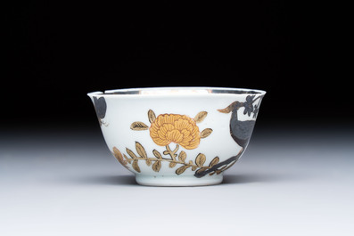 A Chinese gilt-silver-decorated 'Pheasants' cup and saucer, Yongzheng