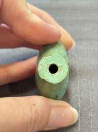 Four Chinese snuff bottles and three vases, 19th C.