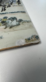 A Chinese qianjiang cai 'Li Ma Wen Xian Shi 立馬問賢士' plaque, signed Ling Yun Ju Shi 凌雲居士, dated 1929