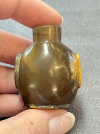 Four Chinese snuff bottles and three vases, 19th C.