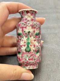 Four Chinese snuff bottles and three vases, 19th C.