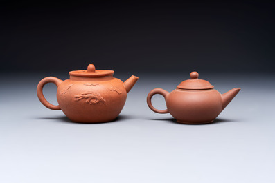 Two Chinese Yixing stoneware teapots, Zheng He 正和 mark, Kangxi and later