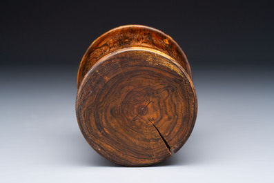 Two Chinese hardwooden brush pots, 20th C.