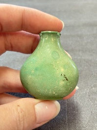 Four Chinese snuff bottles and three vases, 19th C.