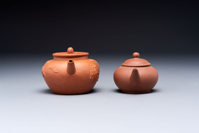 Two Chinese Yixing stoneware teapots, Zheng He 正和 mark, Kangxi and later