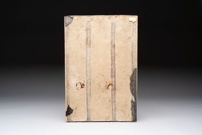 A Chinese qianjiang cai 'Li Ma Wen Xian Shi 立馬問賢士' plaque, signed Ling Yun Ju Shi 凌雲居士, dated 1929