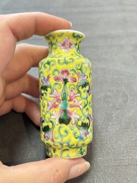 Four Chinese snuff bottles and three vases, 19th C.