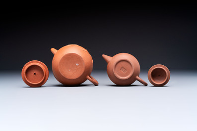 Two Chinese Yixing stoneware teapots, Zheng He 正和 mark, Kangxi and later