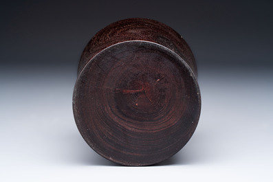 Two Chinese hardwooden brush pots, 20th C.